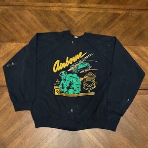 Vintage Artex US Army Airborne Sweatshirt XL Black 101st Airborne Distressed USA